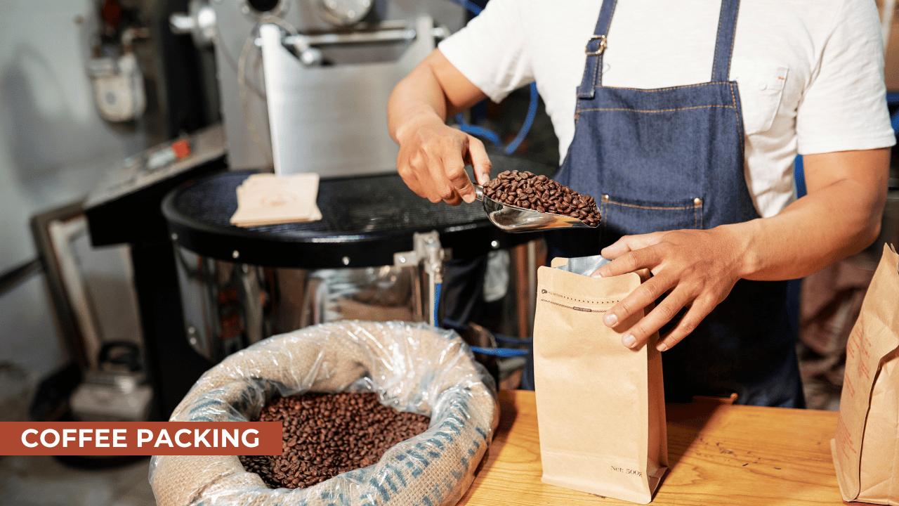 packing coffee beans